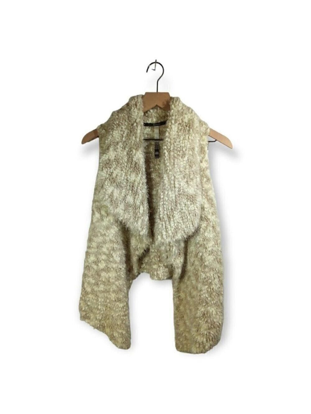Kensie Faux Fur Nylon Waterfall Open Front Cardigan Size M